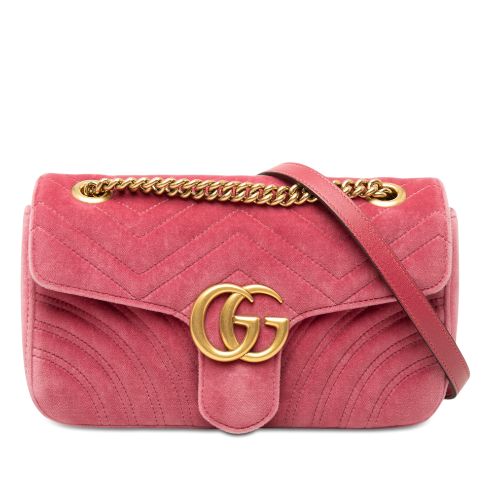 Pre-Loved Gucci Medium GG Marmont Matelasse Velvet Shoulder Bag